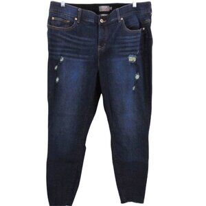 Torrid Bombshell Skinny Dark Blue Jeans 22T 22 Tall Stretch Denim Distressed